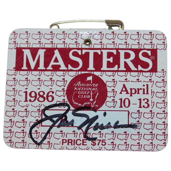 Jack Nicklaus Signed 1986 Masters SERIES Badge JSA ALOA