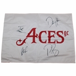 Dustin Johnson, Patrick Reed, Pat Perez & Taylor Gooch Signed LIV Aces Screen Flag JSA ALOA