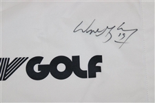 Wayne Gretzky Signed White with Black LIV '18' Golf Flag JSA ALOA