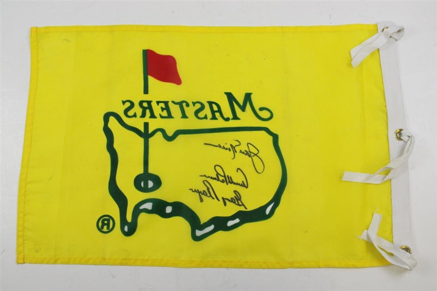 Arnold Palmer, Jack Nicklaus & Gary Player Signed 1995 Masters Screen Flag JSA ALOA