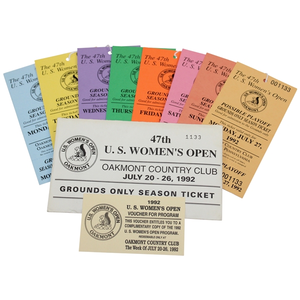 1992 US Womens Open at Oakmont Tickets Set #1133 w/Program Voucher in Envelope - Sorenstam Debut