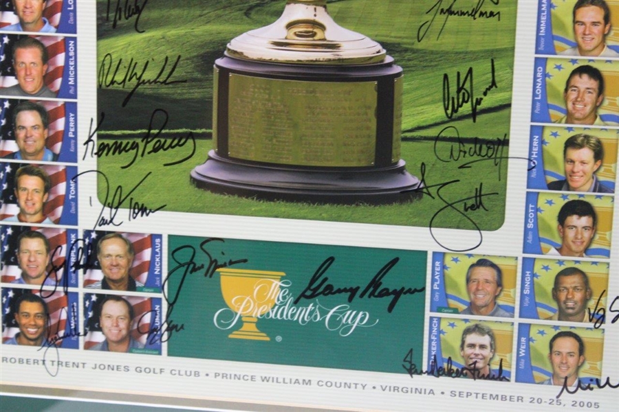 Tiger Woods, Jack Nicklaus, Gary Player & Others Signed 2005 Presidents Cup Framed Display FULL JSA #Z69392