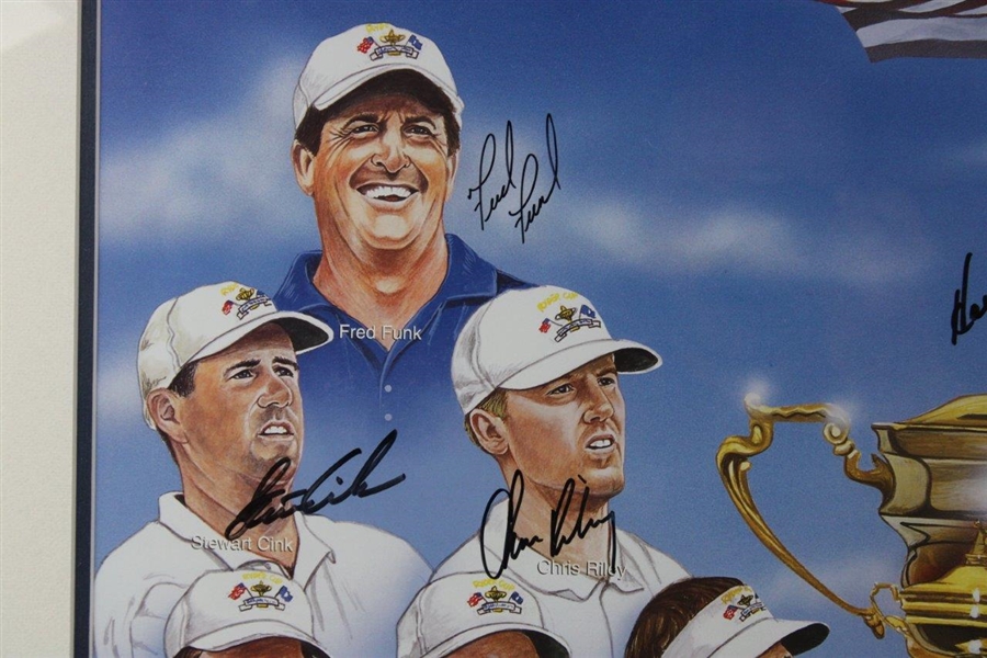 Tiger, Phil & 2004 Ryder Cup Team USA Signed Poster Framed JSA ALOA