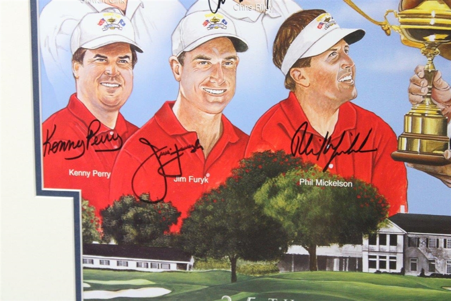 Tiger, Phil & 2004 Ryder Cup Team USA Signed Poster Framed JSA ALOA
