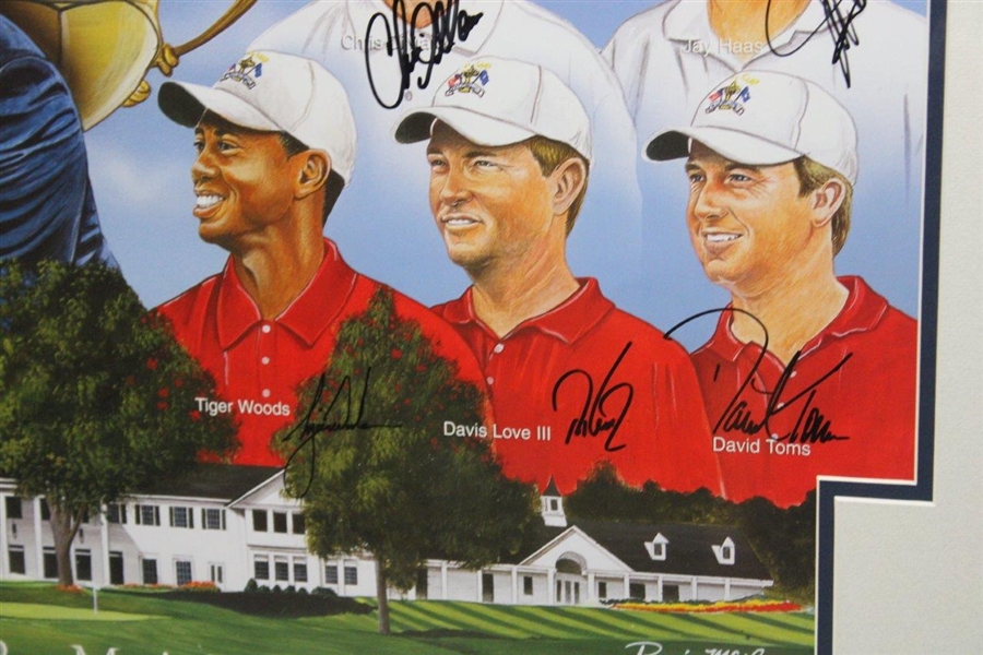 Tiger, Phil & 2004 Ryder Cup Team USA Signed Poster Framed JSA ALOA