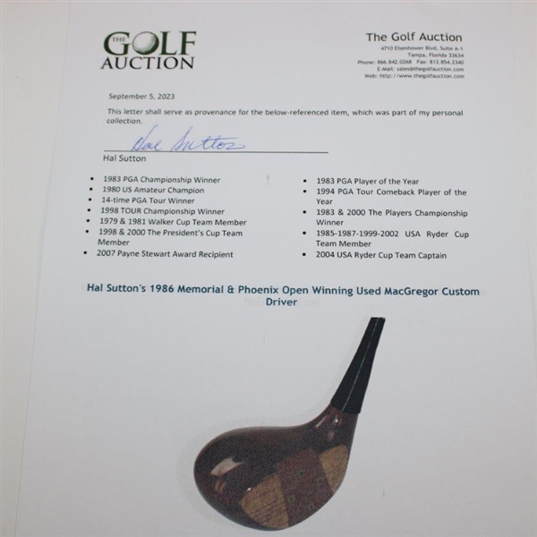 Hal Sutton's 1986 Memorial & Phoenix Open Winning Used MacGregor Custom Driver