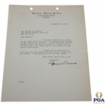 Francis Ouimet Signed 1935 Typed Letter to George R. Jacobus on White, Weld & Co Letterhead 9/4 JSA ALOA