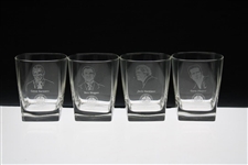 Grand Slam Champion Ltd Ed Crystal Rocks Glasses in Orig. Book Case - Nicklaus, Hogan, Sarazen & Player