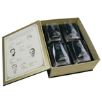Grand Slam Champion Ltd Ed Crystal Rocks Glasses in Orig. Book Case - Nicklaus, Hogan, Sarazen & Player