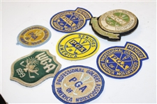 Six (6) PGA Member Crests (Florida, Senior, Member) with a WGA Member Crest
