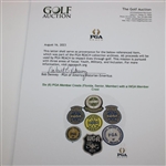 Six (6) PGA Member Crests (Florida, Senior, Member) with a WGA Member Crest