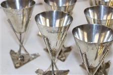 Twelve (12) Sterling Silver Three Crossed Clubs with Golf Ball Triangular Cups