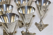Twelve (12) Sterling Silver Three Crossed Clubs with Golf Ball Triangular Cups