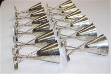 Twelve (12) Sterling Silver Three Crossed Clubs with Golf Ball Triangular Cups