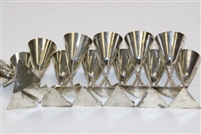Twelve (12) Sterling Silver Three Crossed Clubs with Golf Ball Triangular Cups
