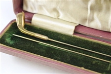 Pair of Gold Tone Long Golf Club Pins in Original Box
