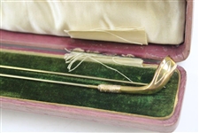 Pair of Gold Tone Long Golf Club Pins in Original Box