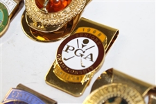 Eight (8) Sr PGA Championship Contestant Badges/Clips 1972 (x2), 1973, 1988, 2000, 2002 & 2006 (x2)