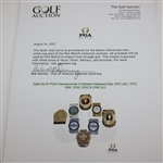 Eight (8) Sr PGA Championship Contestant Badges/Clips 1972 (x2), 1973, 1988, 2000, 2002 & 2006 (x2)