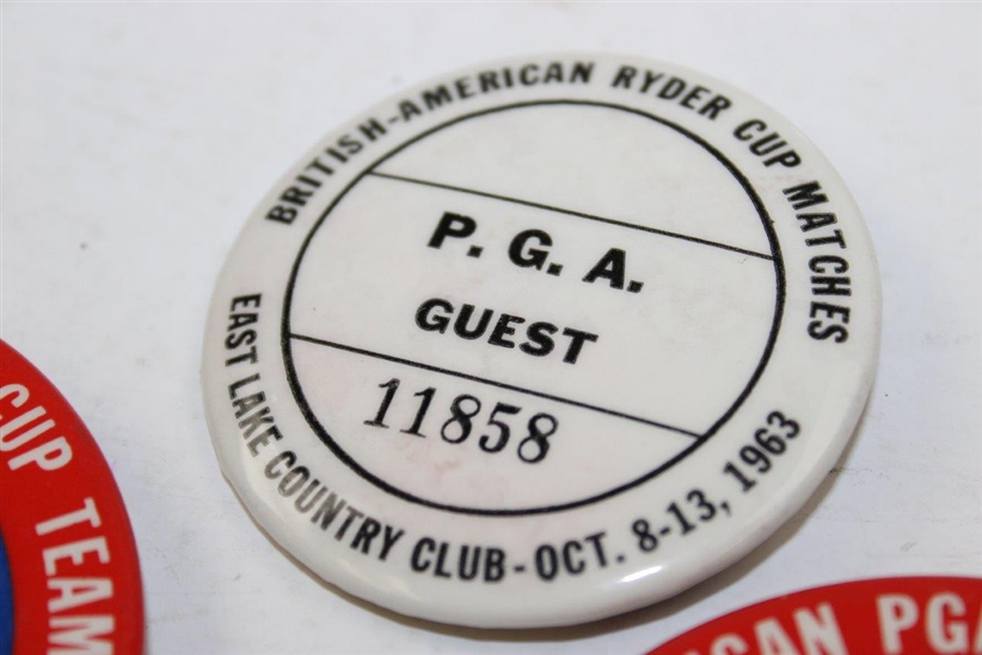 Four (4) Ryder Cup Badges - 1959, 1963 (x2) & 1963 P.G.A. Guest