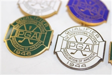 Eight (8) PGA Championship Contestant Badges - 1941, 1944, 1946, 1949-1951, 1953 & 1986