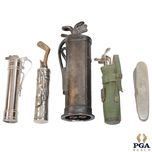 Five (5) Golf Bag Themed Items - Lighter, Knife, Corkscrew & more