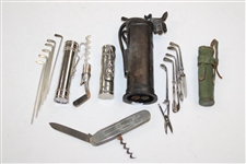 Five (5) Golf Bag Themed Items - Lighter, Knife, Corkscrew & more