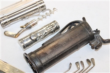Five (5) Golf Bag Themed Items - Lighter, Knife, Corkscrew & more