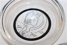 Six (6) Small Golf Themed Glass Ashtrays with Golf Cartoons 