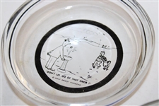 Six (6) Small Golf Themed Glass Ashtrays with Golf Cartoons 