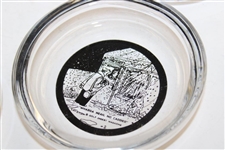 Six (6) Small Golf Themed Glass Ashtrays with Golf Cartoons 