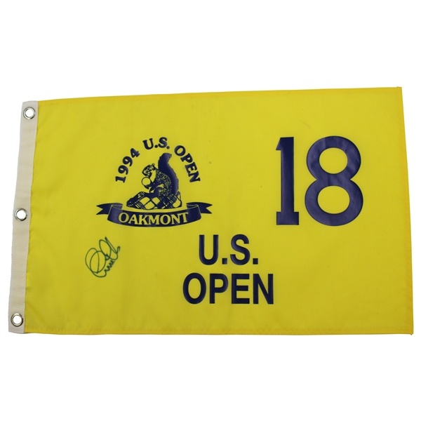 Ernie Els Signed 1994 US Open at Oakmont Yellow Screen Flag JSA ALOA