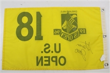 Steve Jones Signed 1996 US Open at Oakland Hills Yellow Screen Flag BECKETT #AA13724