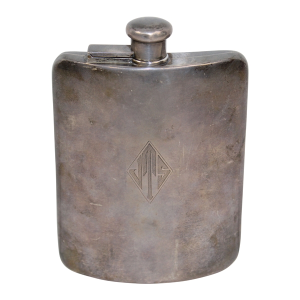 Sterling Silver Hand Etched Pocket Monogrammed Flask 