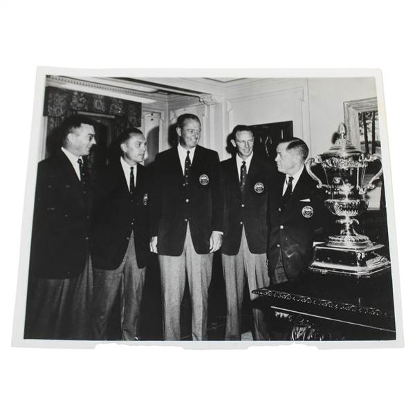 Bobby Jones, Patton, Coe, Hyndman, & Taylor 1958 Walker Cup with Trophy Photograph 