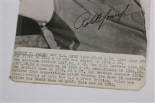 Re-print Bobby Jones Wire Photo with Printed Signature - Unknown Handwriting on Verso