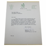 Bobby Jones Signed 1957 Letter to Larry Crosby on Augusta National Letterhead JSA ALOA