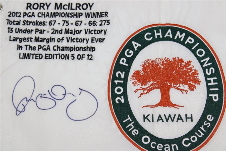 Rory McIlroy Signed 2012 PGA at Kiawah Island Stats Embroidered Flag JSA# M49916