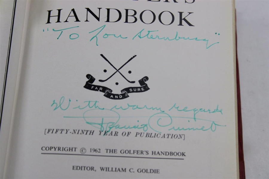 Francis Ouimet Signed 1962 'The Golfer's Handbook' JSA# YY10668 
