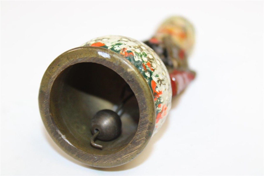 Vintage Hand Painted Brass Caddie Bell