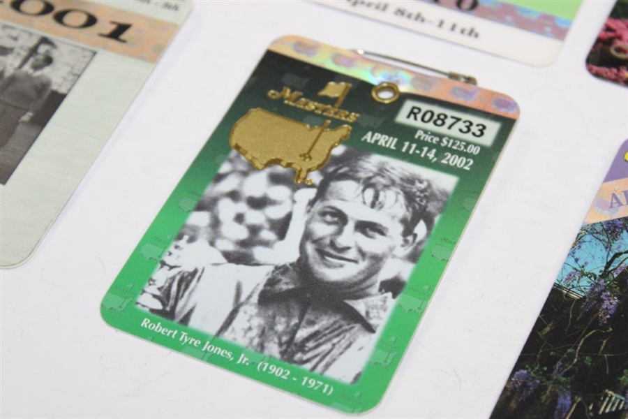 2001, 2002, 2004, 2005, 2006 & 2010 Masters SERIES Badges - Tiger & Mickelson Wins