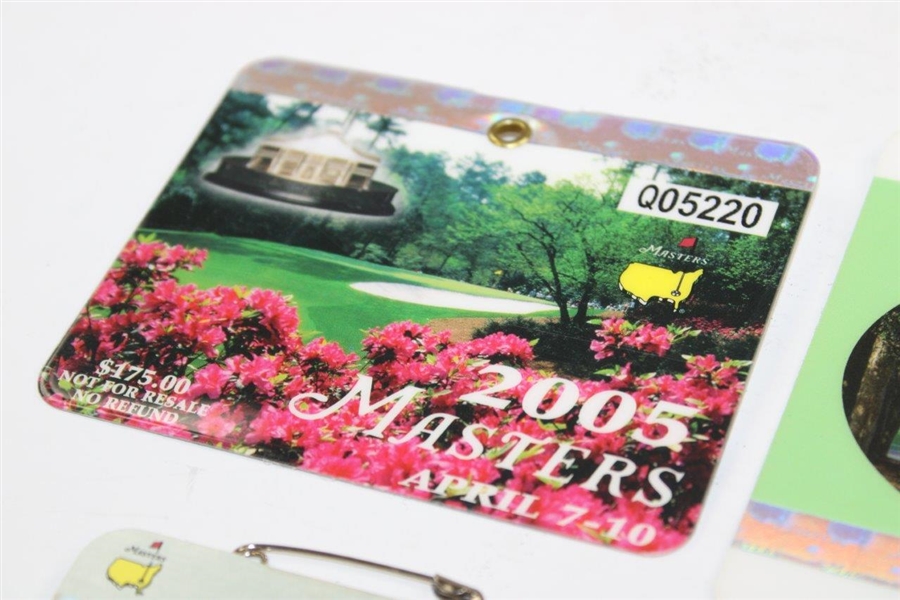 2001, 2002, 2004, 2005, 2006 & 2010 Masters SERIES Badges - Tiger & Mickelson Wins