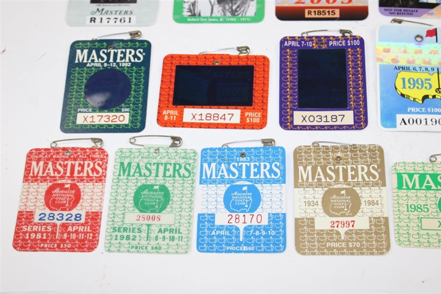 1981-2020 Masters Tournament SERIES Badges - Missing 1986 & 1997