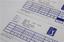 Montgomerie/Kite/Harrington & Clarke Signed 1998/1999 Match Used Bay Hill Inv. Scorecards