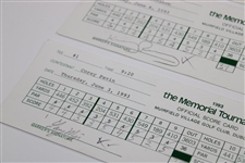 Mize/Pavin/Crenshaw/Perry/Nelson Signed 1994 Match Used Memorial Tournament Scorecards