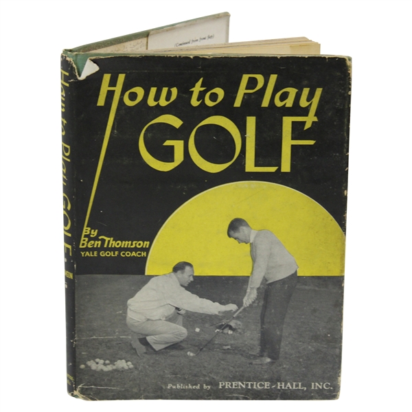 1939 'How To Play Golf' 2nd Edition Book by Ben Thompson Signed By Author