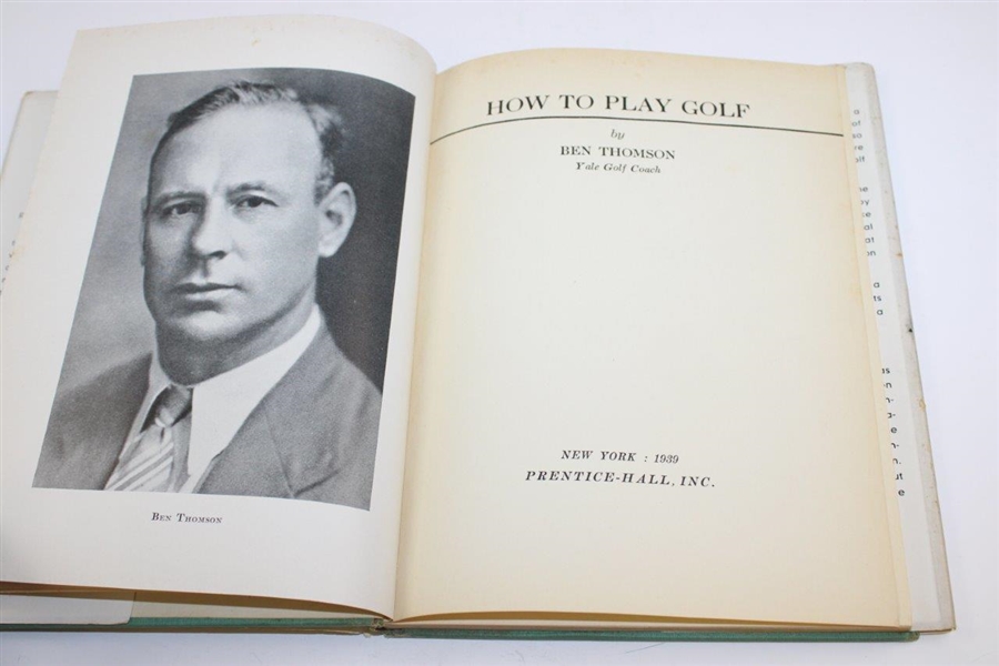 1939 'How To Play Golf' 2nd Edition Book by Ben Thompson Signed By Author