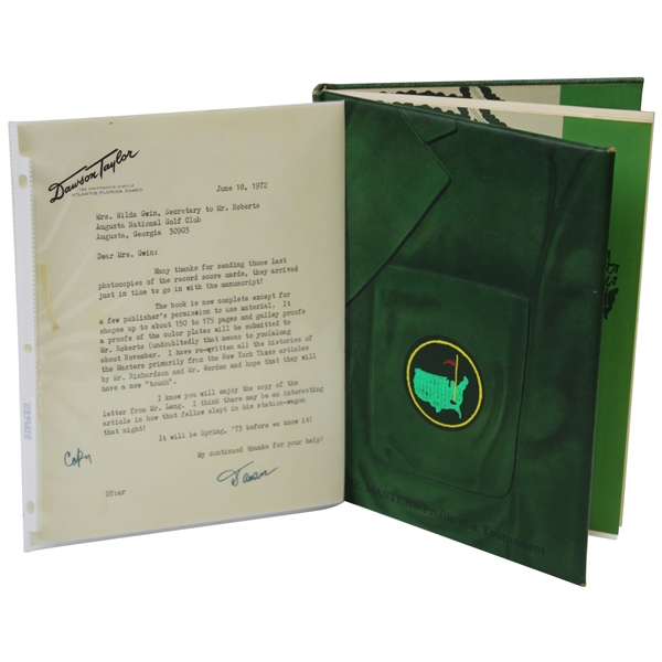 The Masters-Profile Of A Tournament' with Letter From Cliff Robert's Secretary