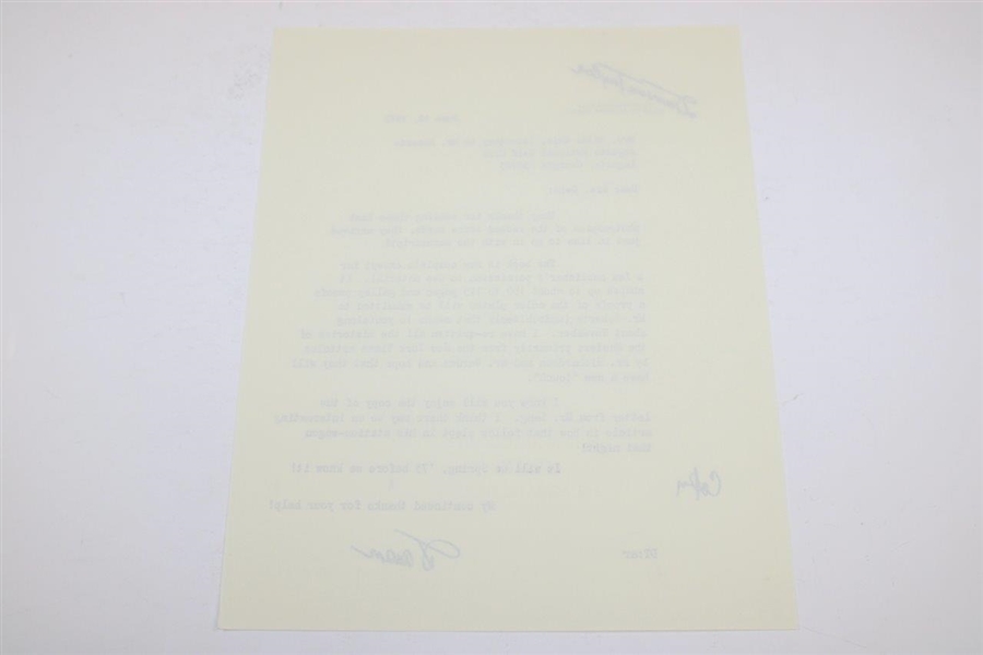 The Masters-Profile Of A Tournament' with Letter From Cliff Robert's Secretary