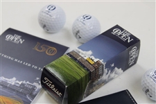 150th OPEN at St. Andrews Scorecard Holder, Yardage Book, Sleeve & 6 Logo Golf Balls